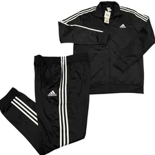 adidas Essentials Fleece 3-Stripes Tracksuit 2 Piece Set Black Men's  ALL SZ NEW