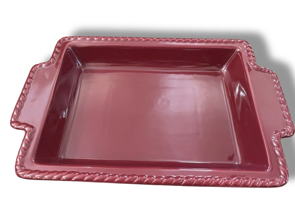 GG Collection Burgundy Gracious Goods Rectangular Baker 17 in x 10.5 in Handled - Image 3 of 4