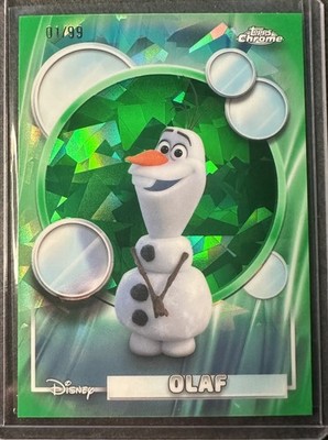2026 Topps Chrome Disney Sapphire Olaf #170 Green 01/99 Frozen
