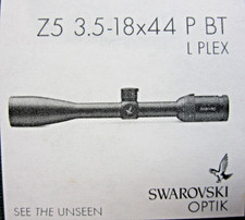 Swarovski Z5 3.5-18x44mm 1" Non illum BT Plex SFP Black Riflescope 59760