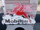 Vintage Large Mobil Mobilgas Pegasus Gasoline Service Station 3FT Porcelain Sign