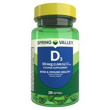 Spring Valley Vitamin D3 2000iu Supplement, 50 mcg, 200 count