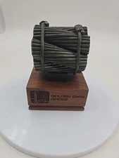 Golden Gate Bridge Original Suspension Cable Section 1936-1976 W/ Walnut Stand