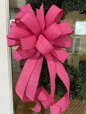 Handmade Hot Pink Linen Spring Easter Summer All Year Wreath Bow