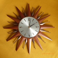 vintage Metamec starburst wall clock teak copper clock Kienzle German movement