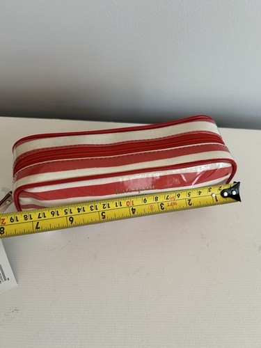 Kate Spade N.Y. Nylon Red striped Make-Up Case Cosmetic Bag NWT New - Picture 4 of 7