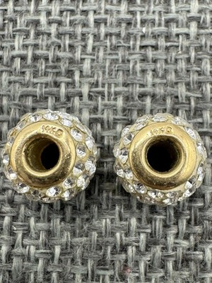Two 14K Gold Ball Charms 8mm. Rhinestones for Bracelet or Necklace. 0.9 Gms. 