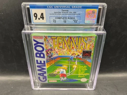 Tennis GREEN SCREENSHOTS Nintendo Game Boy CGC 9.4 CIB Complete in Box RARE WATA