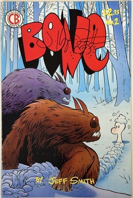 Bone #2 - Signed + Remarked by Jeff Smith w/COA - Cartoon Books Red/Black Logo