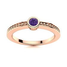 925 Sterling Silver Round Amethyst Stone Promise New Solitaire Ring Jewelry
