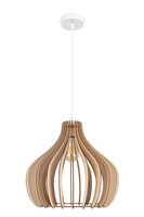 Pendelleuchte Esstisch Holz Ø40 Cm Rund Weiß Natur E27 HäNgelampe Skandinavisch