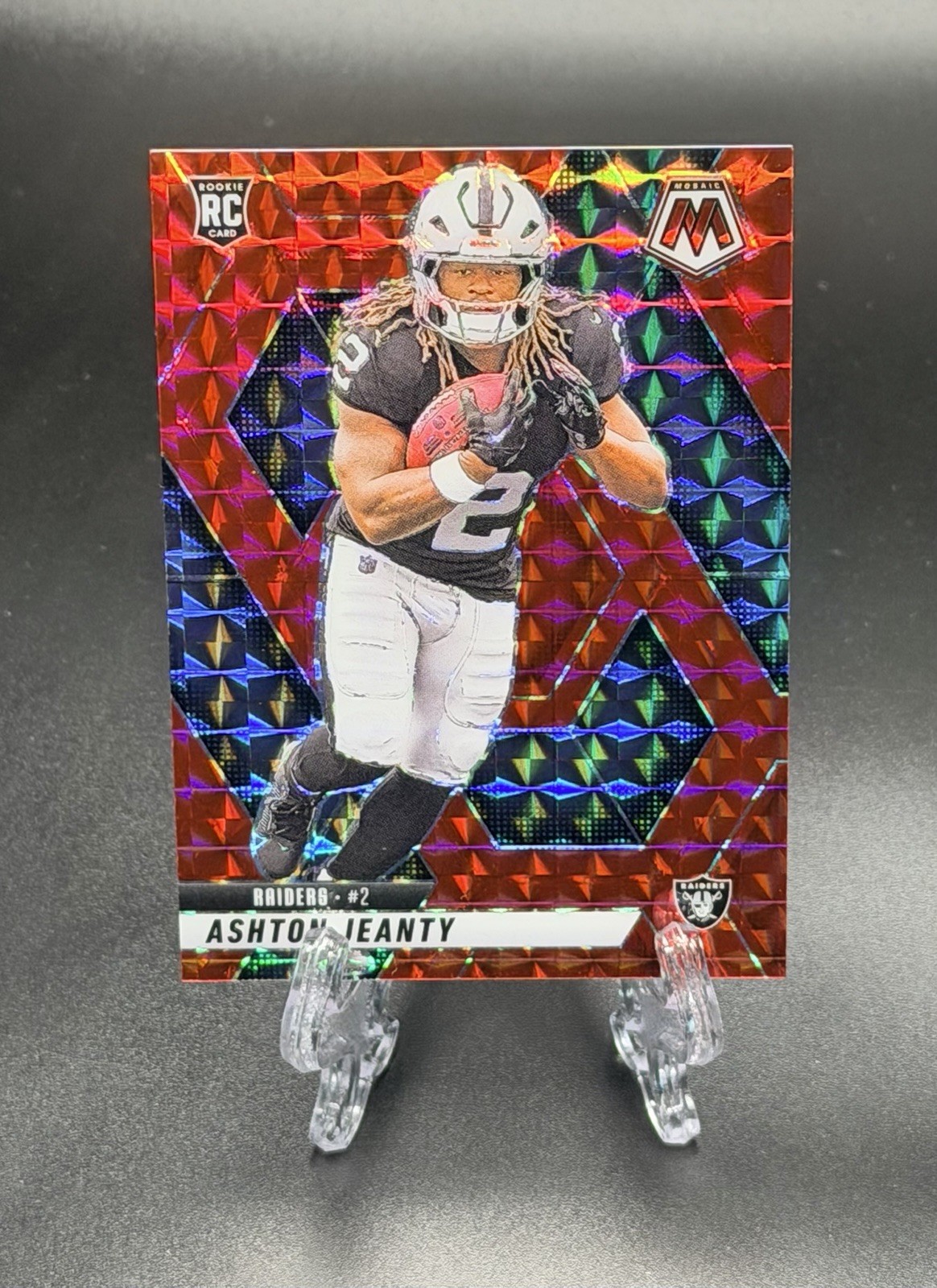 2025 Panini Mosaic Ashton Jeanty Red Mosaic #345 Hobby Exclusive SP Rookie RC