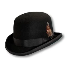 DORFMAN PACIFIC CORP DPC SCALA Avengers Mens Black Wool Felt BOWLER DERBY HAT