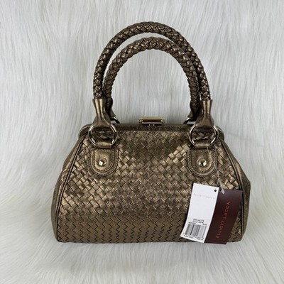Elliott Lucca Socialite Woven Bronze Satchel Leather Handbag  Purse Style 102748