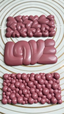 3 Ruby chocolate bar uniq design Love collection made in LA, Belgian Chocolate.