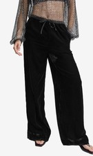 Simply Vera Velour Stretch Wide Leg,Elastic Waisband Drawstring Black Pants Sz S