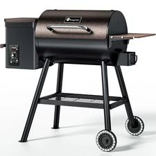 456 sq.in Wood Pellet Smoker & Grill BBQ, Auto Temperature Control, Folding Legs