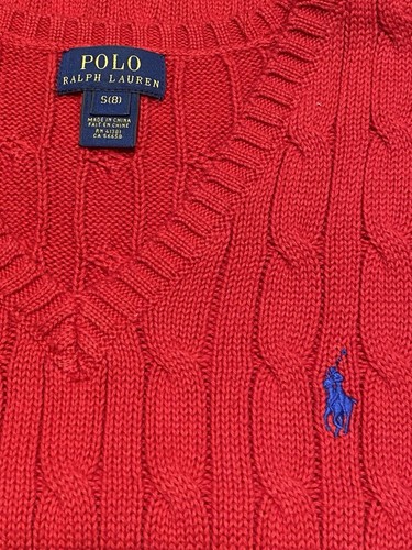 Polo Ralph Lauren Little Boys Small (8) Cable Knit Sweater Vest Red - Picture 3 of 7