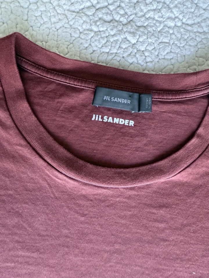 Camiseta Hombre Jil Sander Borgoña 100% Algodón Hecha en Grecia Talla L Foto 3 de 4