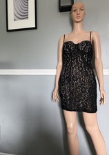 Fashion Nova Black Lace Mini Dress -M