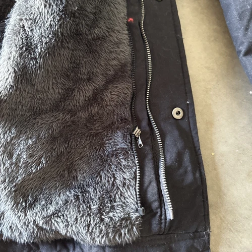 Wantdo Jacket Mens M Canvas BLACK Full Zip Faux Fur Lined Winter Warm Utility image 14