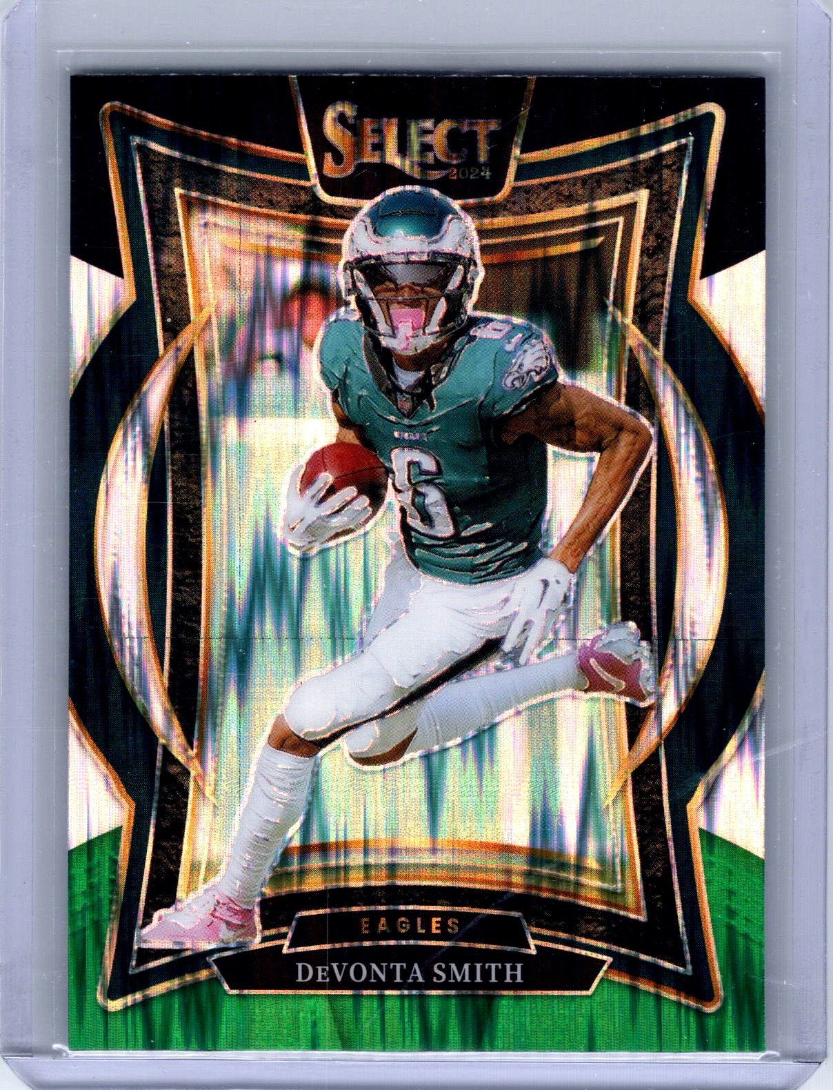 2024 Panini Select #51 DeVonta Smith Black & Green Prizm Shock