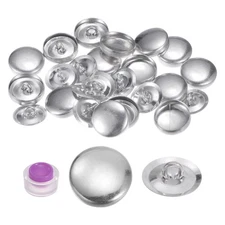 15 Sets Self Cover Button Kit 15mm Aluminum Button with Tools