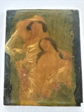 Antique Kpm Tile Porcelain With Lithograph By Clement 1902 Impressionist Women