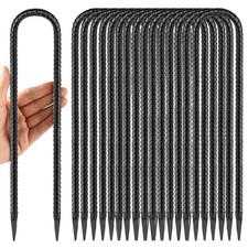 12 Inches Trampoline Wind Stakes 16-Pack, Heavy Duty U Stakes for Ground, Tra...