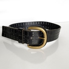 Vintage 90s Christian Dior Wide Black Cowhide Leather Waist Belt Size SM