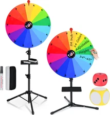 24 Inch Prize Wheel Spinner with Stand, 14 Slots Color Spinning Wheel for Prizes