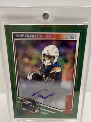 #ad 2024 Panini Score Troy Franklin Rookie Auto Green $25.00