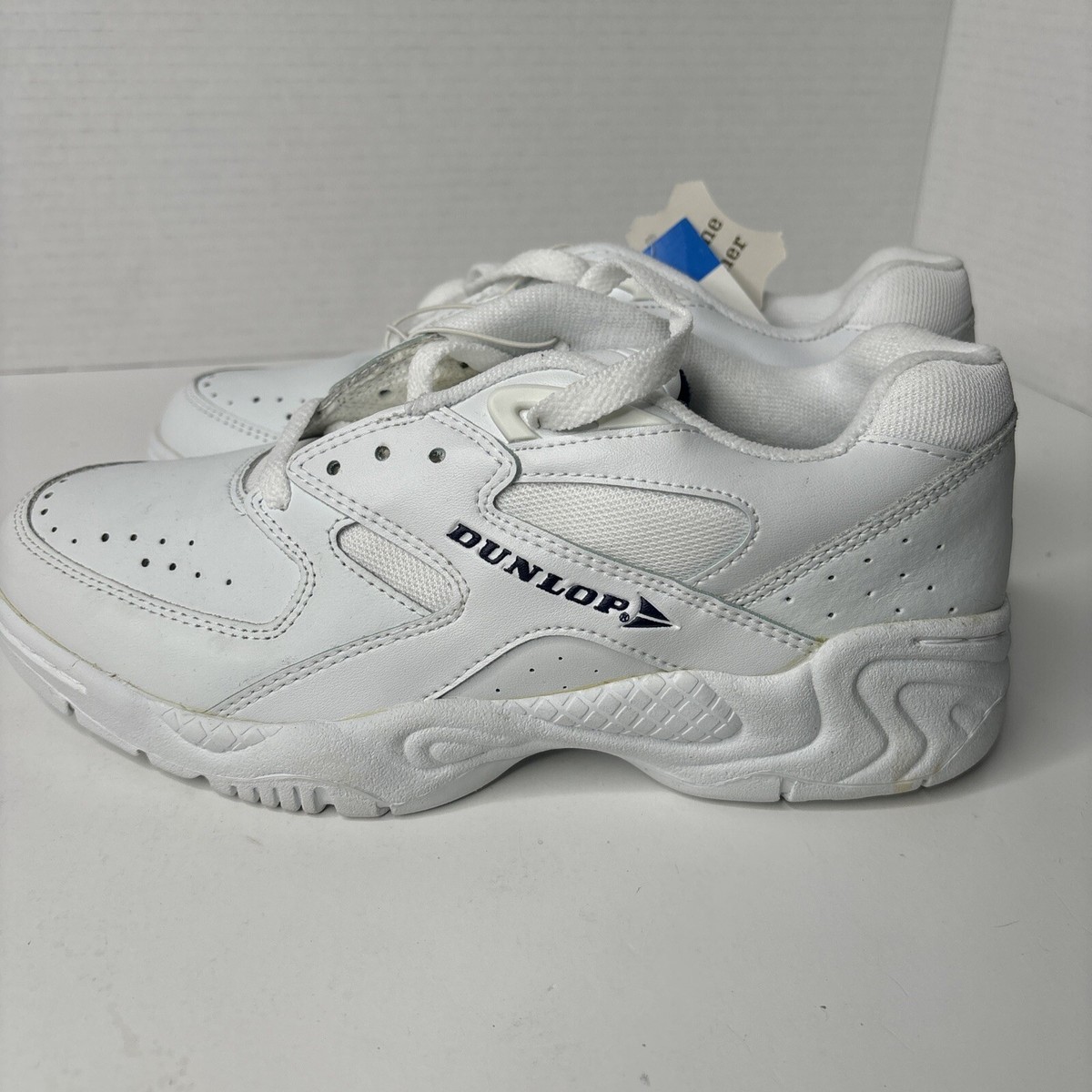 Baskets Vintage Dunlop Années 90 – Cuir Prohide, Blanc/marine, Taille US 8, Neuves De Stock