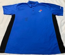 Men's Domino's Pizza Employee Work Uniform Company Logo Polo Shirt Blue XL READ
