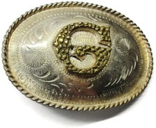Alpaca Belt Buckle Silver Plated "G" Mexico