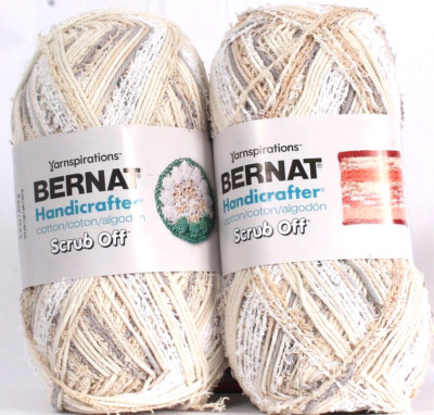 2 Count Bernat 8.8oz Handicrafter Scrub Off 74001 Linen 100% Cotton Yarn