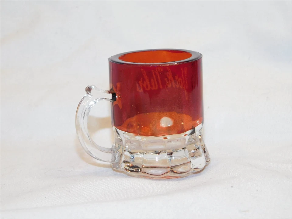 Antique Ruby Stained EAPG Glass Toothpick Holder Shot Glass YORK NEBR SOUVENIR - Image 3 of 4