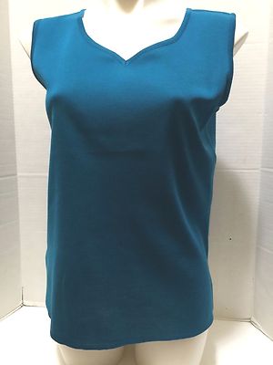 Ming Wang CER Blue Sweetheart Neck Knit Sleeveless Tank Top M