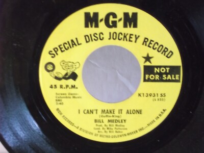 Bill Medley,MGM K13931''I Can't Make It Alone''US,7''45,1968 PROMO,Blue Eyed Soul,M