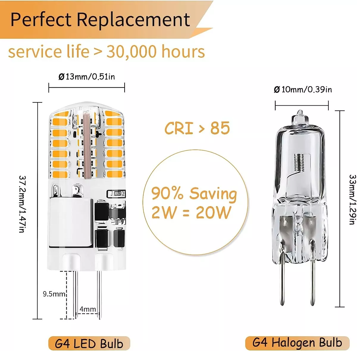 AC/DC12V, Back-Pin Tower T3 JC G4 LED Bulb, 1 Watt, 8-10W