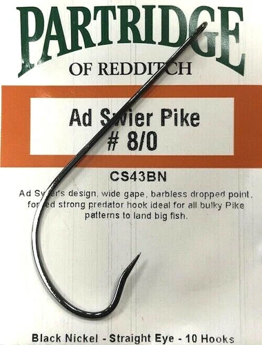 Partridge CS43 Ad Swier Absolute Predator 10 Hooks #4/0 | #6/0 | #8/0 Barbless