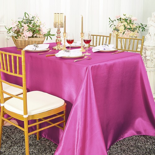 Wedding Linens Inc, 90" x 132" Premium Satin Rectangular Tablecloths - Picture 33 of 58