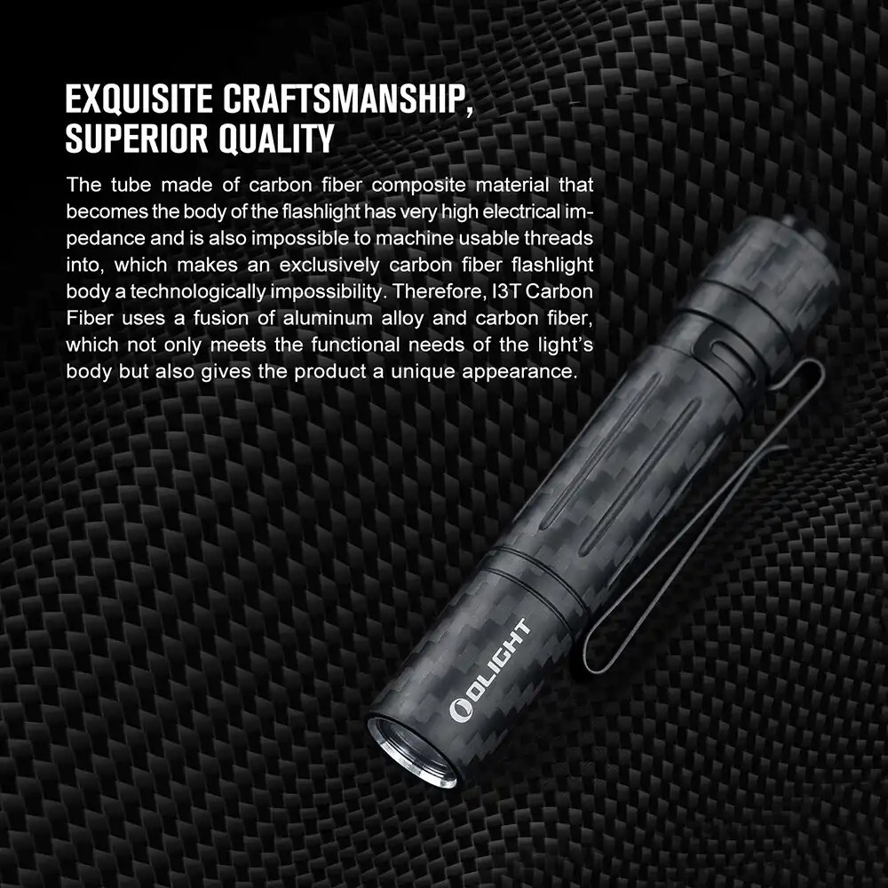 OLIGHT (オーライト) i3T EOS : カーボンファイバー Olight i3T EOS Carbon Fiber Keychain LED Flashlight, 180 Max