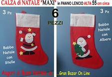 NATALE CALZA Maxi 6 Pz. in PANNO LENCIO 2 Mod. CALZE PROMOZIONE STOCK REGALO 