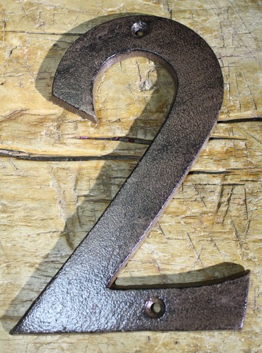 Rustic BROWN Cast Iron Metal House Numbers Street Address 6 INCH Phone #'s 2