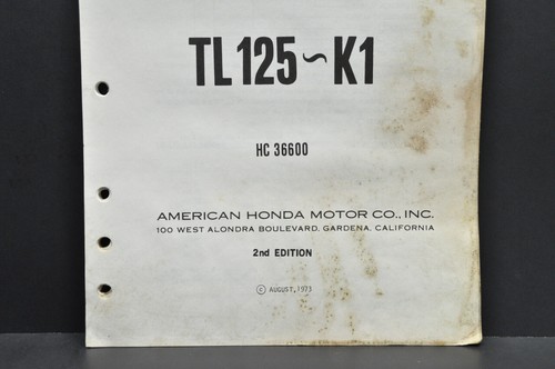 Vtg 1973-74 Honda TL125 K0-K1 Trials 125 Parts Catalog Book Diagram Manual - Picture 8 of 8