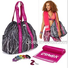 Zumba Tote Bag Duffel Towell KeyRing Bacelets Set for Gym Travel-Gift Wrapped