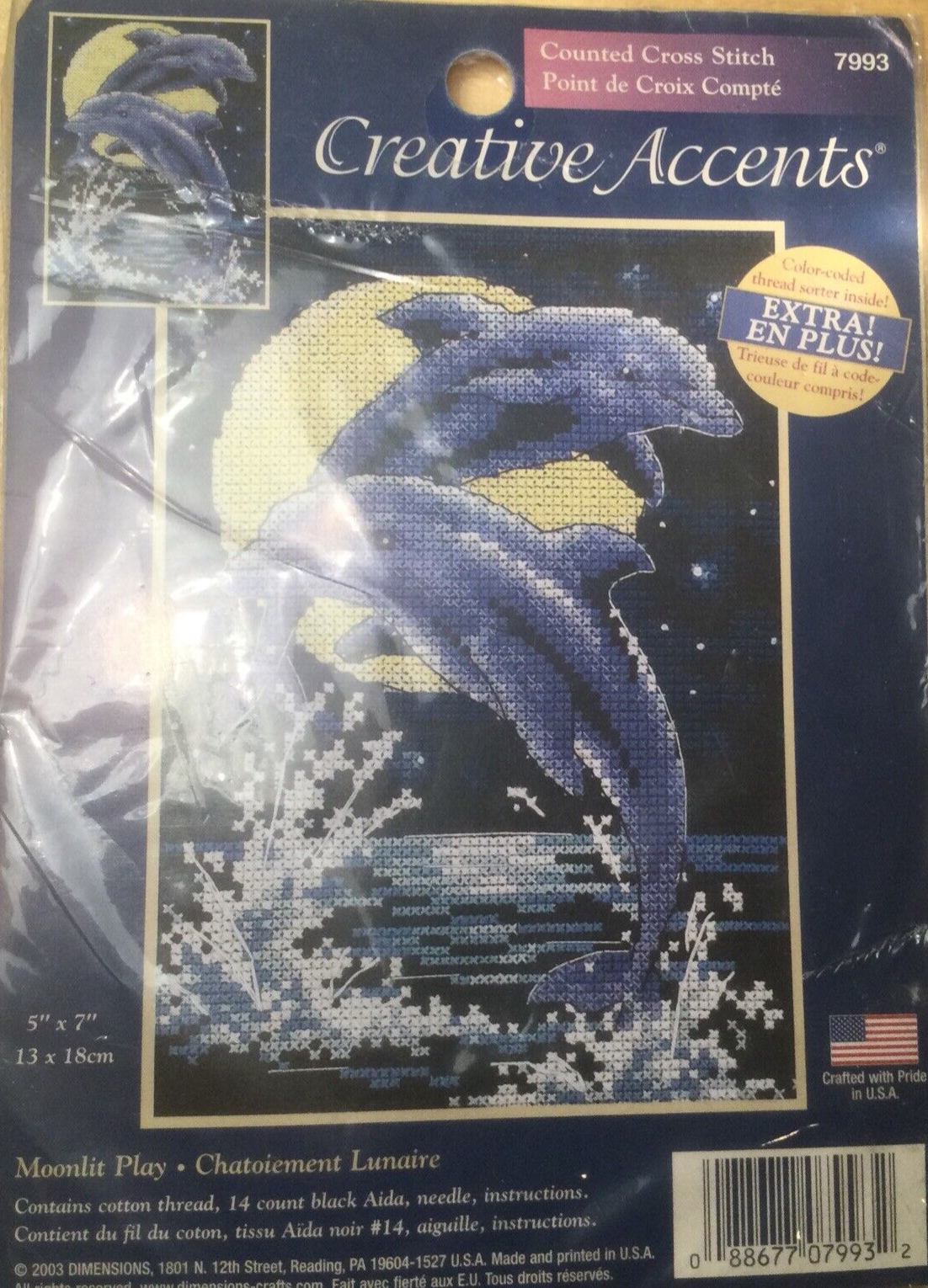 Dolphin Moonlit Play Creative Accents Dimensions Counted Cross Stitch 7993 Kit
