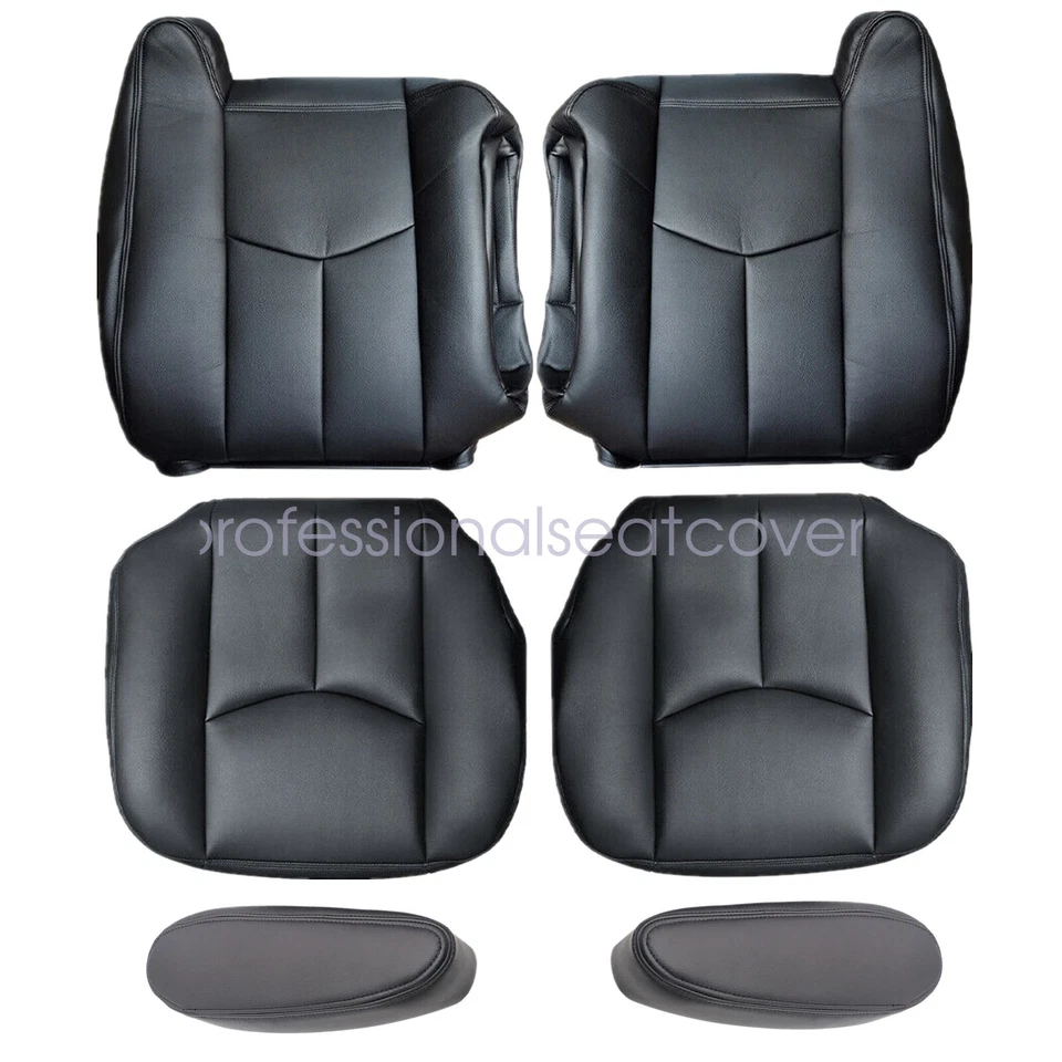 Cubierta de asiento de cuero negra inferior y superior para GMC Sierra 1500 2500 2003-2006 Foto 4 de 4