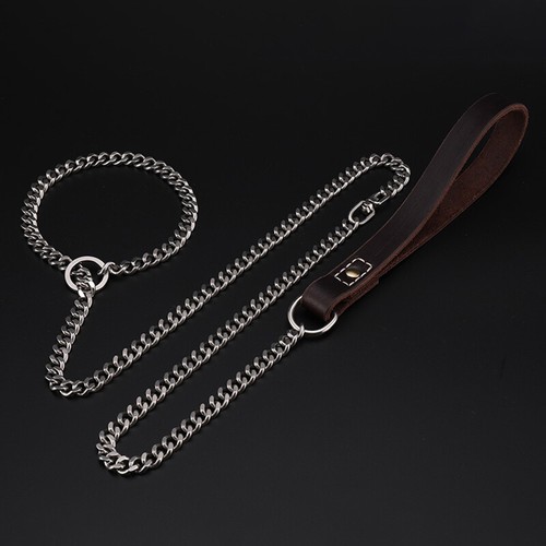 Gargantilla para caminar con correa de cadena de plomo antideslizante collar de metal collar de estrangulador de entrenamiento para perros - Imagen 9 de 14